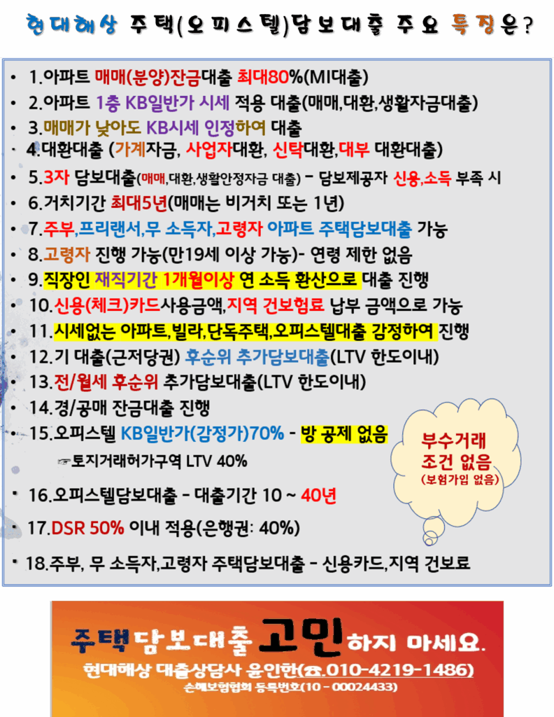 현대해상 아파트담보대출
아파트담보대출