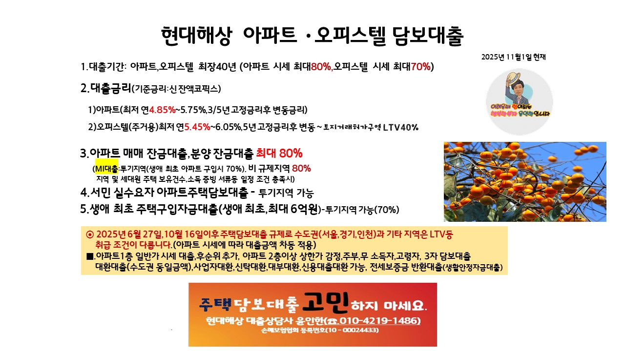 아파트대출
현대해상 아파트대출
오피스텔대출
오피스텔담보대출
현대해상 오피스텔대출