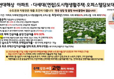 현대해상 주택담보대출 빌라 다세대주택 연립 도시형생활주택 타운하우스 아파트 매매잔금 대환대출 사업자대환 신탁대환대출 3자담보대출